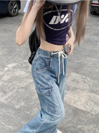 Harajuku Y2K Drawstring Baggy Streetwear Cargo Pockets Wide Leg Pant