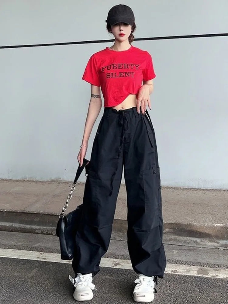 Retro Green Cargo Women Y2K Harajuku Oversize Wide Leg Pant