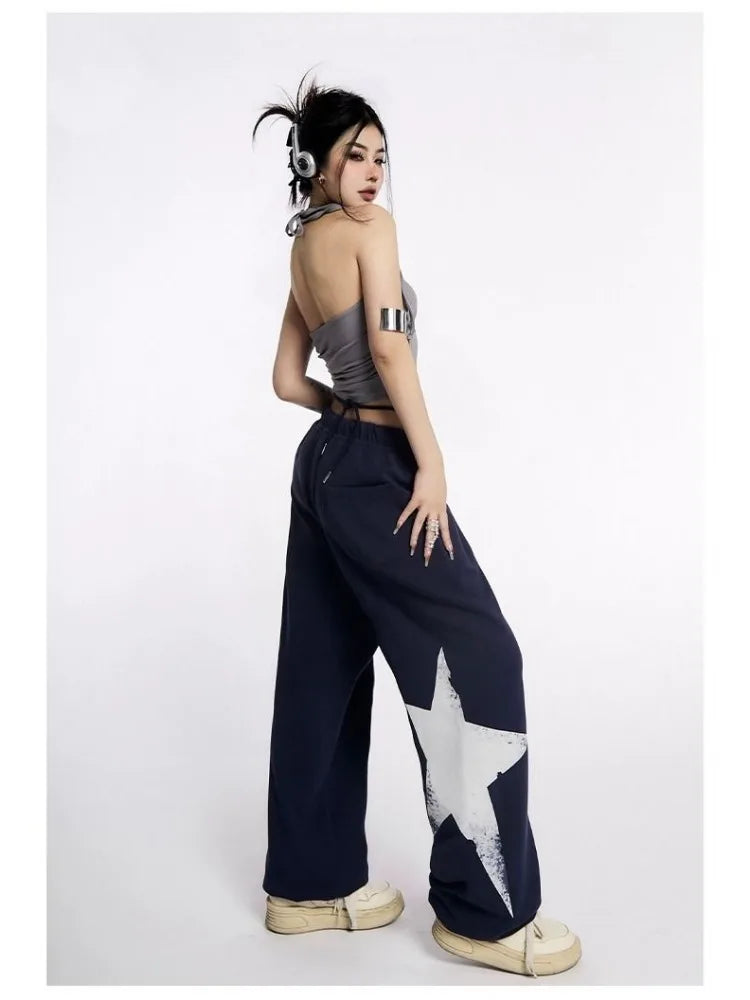 Star Sweatpants Women Kpop Oversized Jogging Harajuku Wide Leg Pant