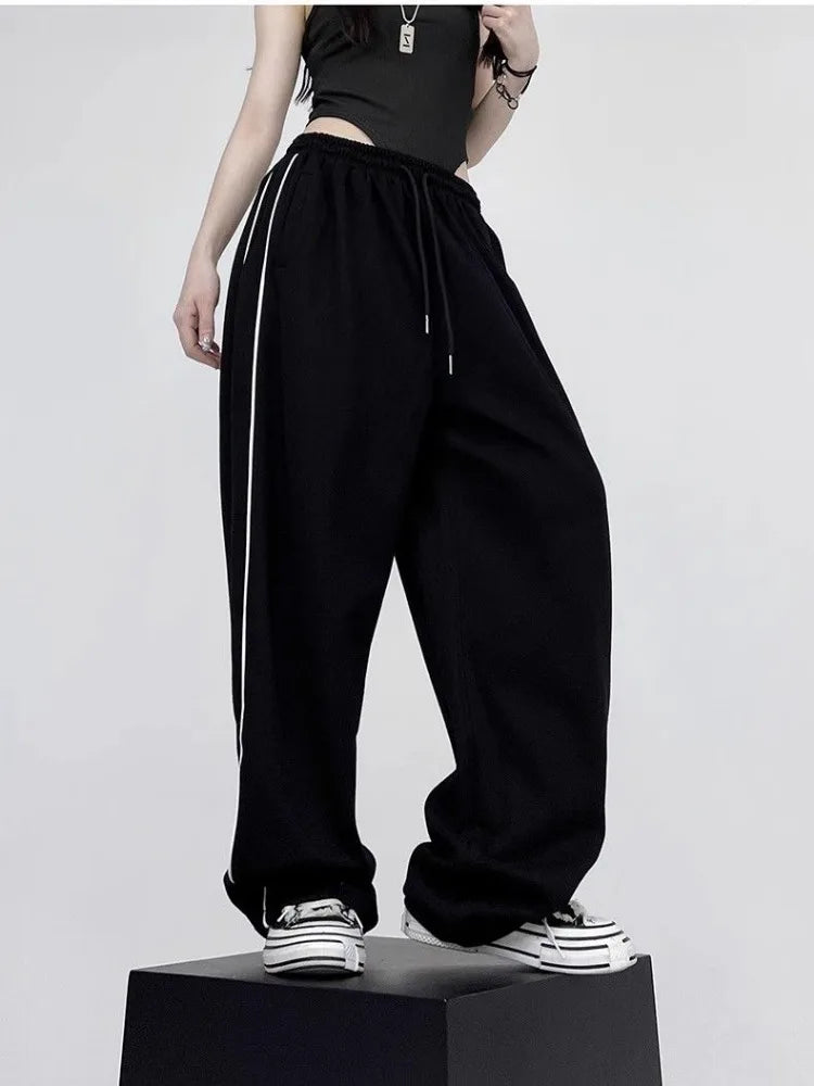 Black Baggy Jogging Sweatpants Women Y2K Cyber Punk Oversize Pant