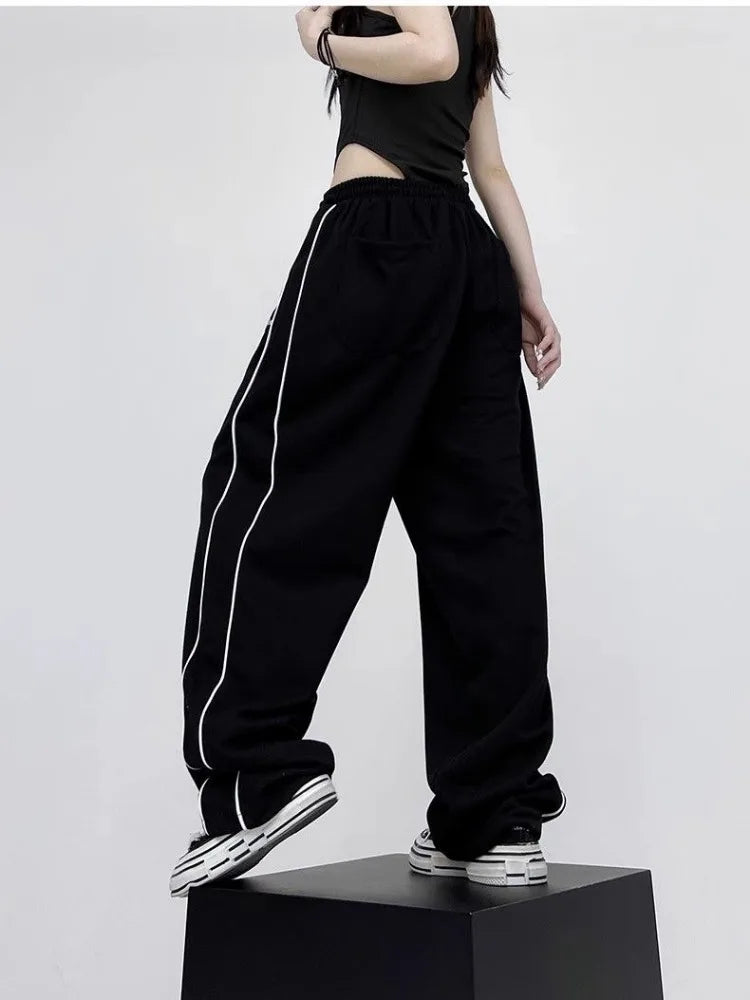 Black Baggy Jogging Sweatpants Women Y2K Cyber Punk Oversize Pant