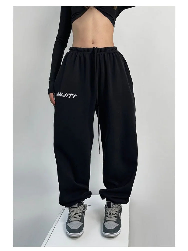 Hippie Gray Jogging Y2K Harajuku Streetwear Oversize Sports Pants