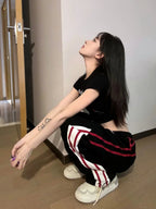 Vintage Star Baggy Women Y2K Retro Striped Sweatpants Pant