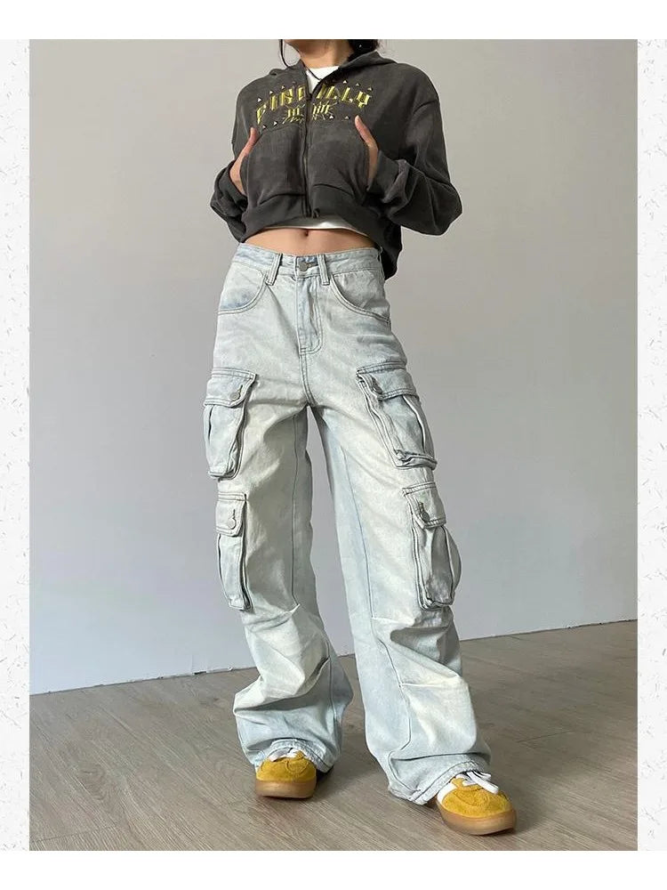 Japanese Y2K Grunge Blue Cargo Vintage 90s Multy Pockets Distressed Pant Main image