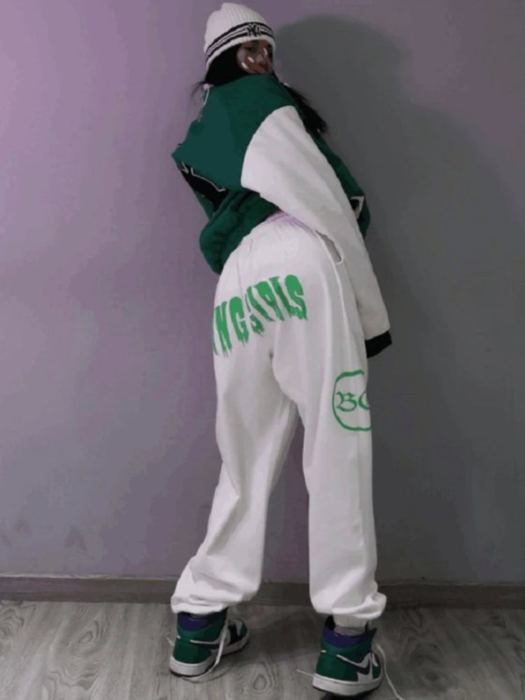 Gray Jogging Sweatpants Women Korean Fashion Oversize Loose Pant