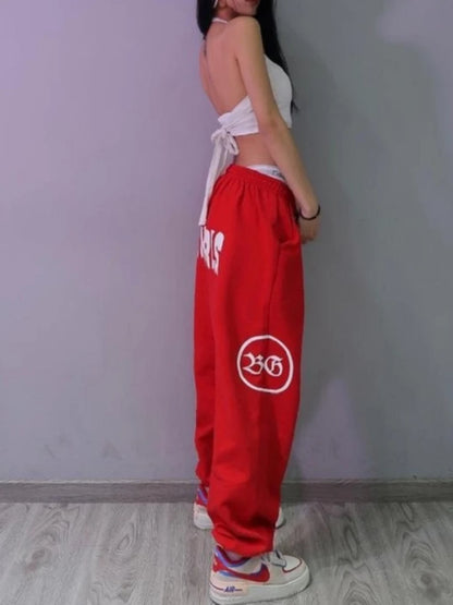 Gray Jogging Sweatpants Women Korean Fashion Oversize Loose Pant