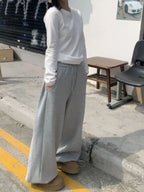 Korean Style Pink Fleece Sweatpants Y2K Vintage Winter Thick Harajuku Warm Pant