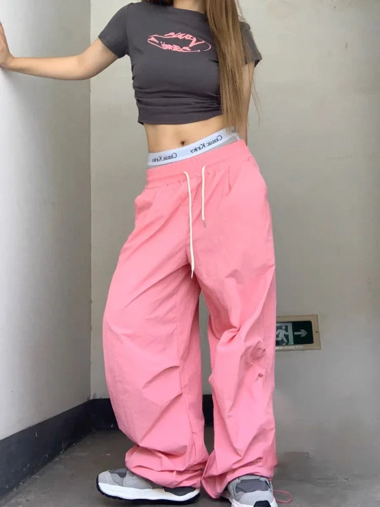 Kpop Hippie Pink Baggy Track Y2K Gyaru Korean Style Oversize Pant Main image