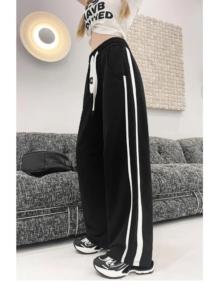 Kpop Side Striped Oversize Sports Wide Leg Streetwear Pants Pant