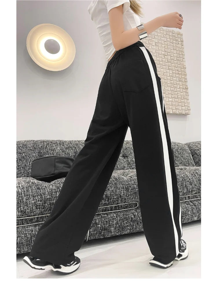 Kpop Side Striped Oversize Sports Wide Leg Streetwear Pants Pant