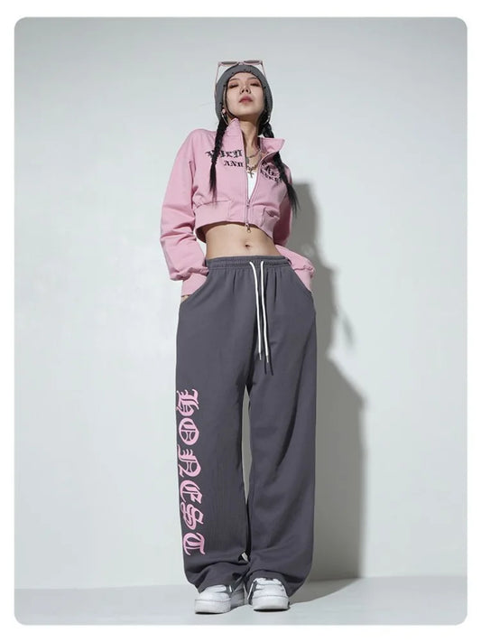 Streetwear Gray Oversize Y2K Sweatpants Vintage Harajuku Letter Jogging Sports Pant