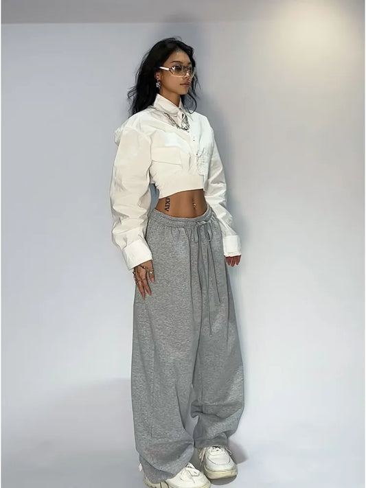 Gray Baggy Jogging Sweatpants Women Hippie Streetwear Korean Pant