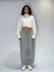 Gray Baggy Jogging Sweatpants Women Hippie Streetwear Korean Pant
