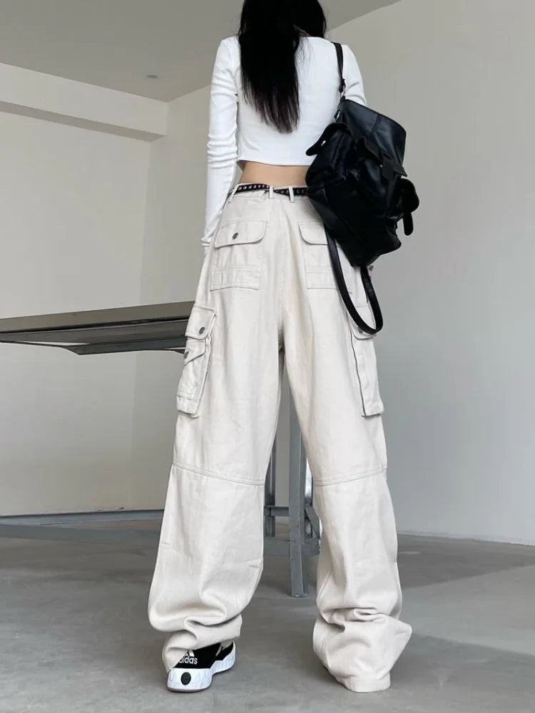 Techwear Harajuku Beige Cargo Retro Y2K Streetwear Oversize Pant