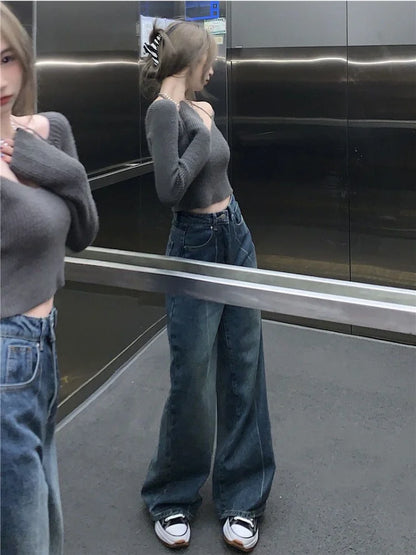 Baggy Women Y2K Streetwear Oversize Distressed Wide Leg Denim Pant