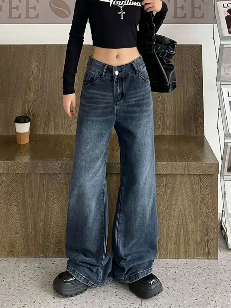 Baggy Women Korean Style Distressed Wide Leg Denim Harajuku Pant Secondary image