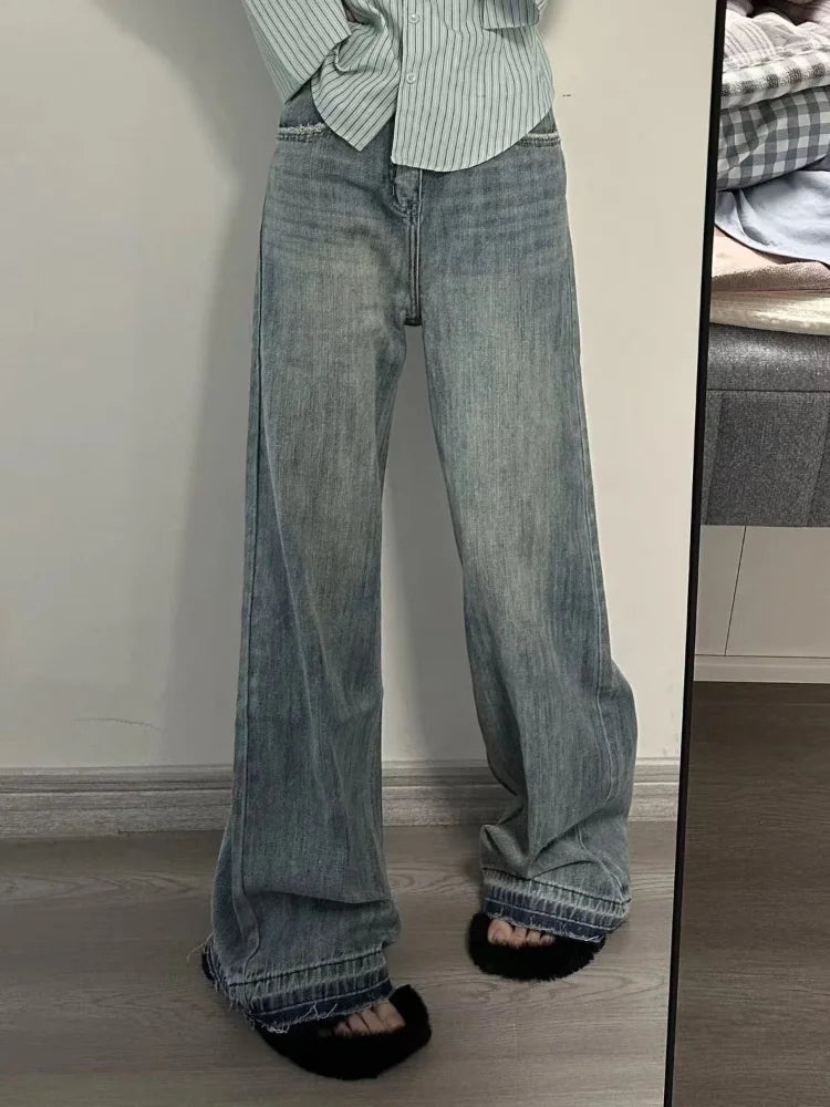 Blue Distressed Y2K Denim Women Harajuku Oversize Retro Loose Pant Main image