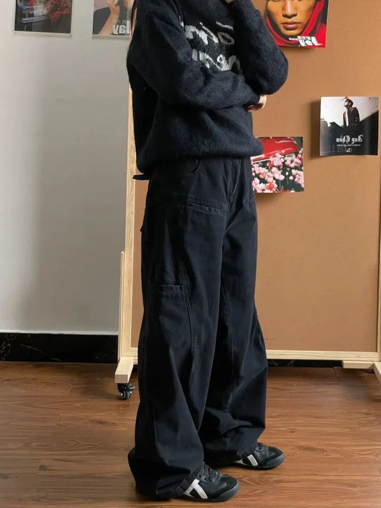 Black Cargo Women Japanese Streetwear Oversize Grunge Pant