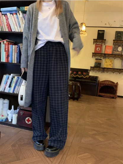 Vintage Korean Style Plaid High Waist Checkered Dongdaemun Pant