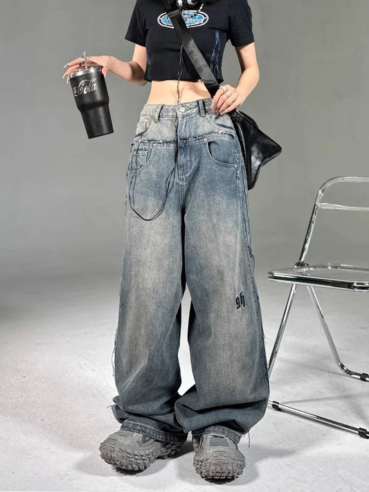 Grunge Korean Style 90s Baggy Women Vintage Y2K Oversize Denim Pant