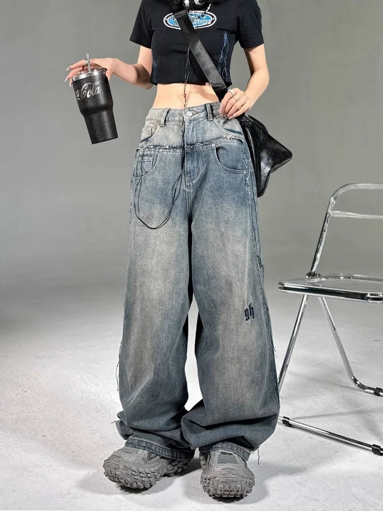 Grunge Korean Style 90s Baggy Women Vintage Y2K Oversize Denim Pant Main image