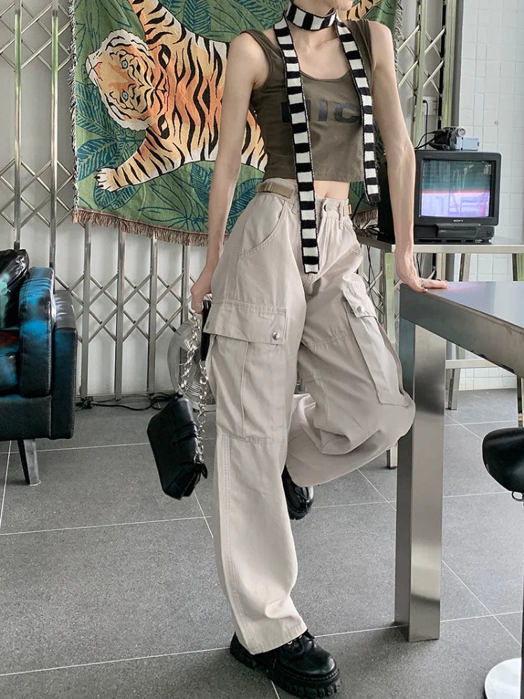 Vintage Y2K Beige Cargo Hip Hop Oversized Baggy American Retro Streetwear Pant Main image
