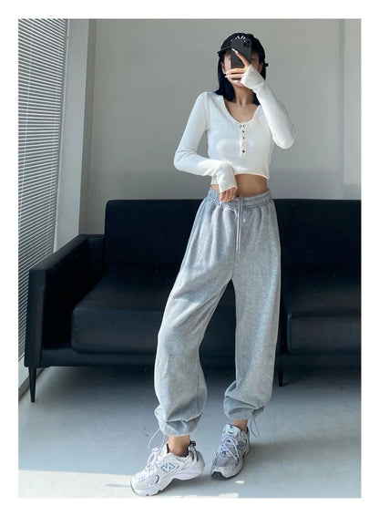 White Baggy Sweatpants Korean Fashion Oversized Wide Leg Harajuku Pant