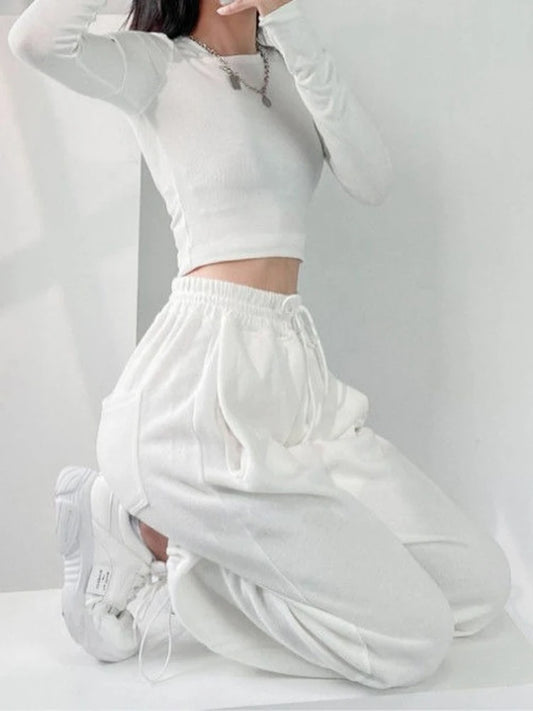 White Oversized Black Wide Leg Korean Pant