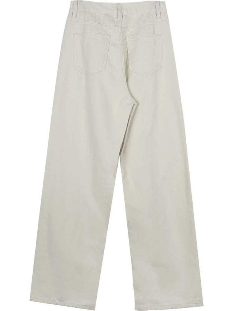 Beige Basic Cargo Women Y2K Vintage Oversize Loose Pant