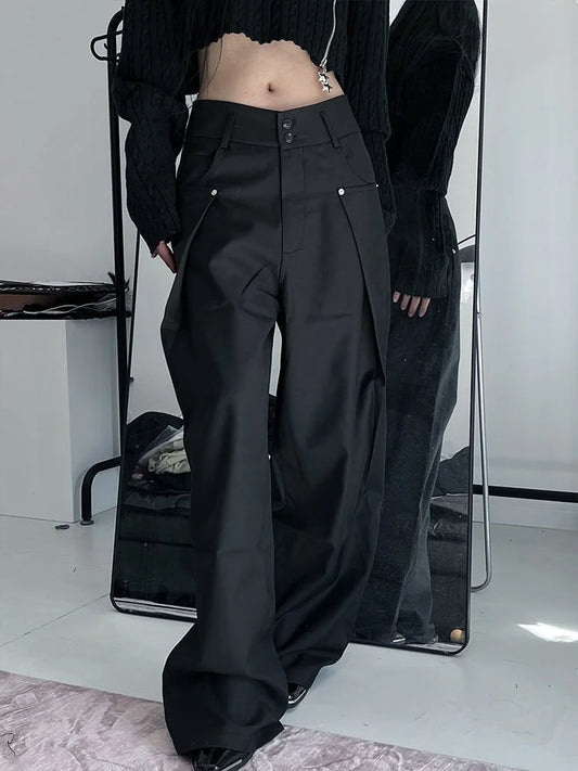 Y2K Cyber Punk Black Cargo Gothic Streetwear Oversize Wide Leg Vintage Pant
