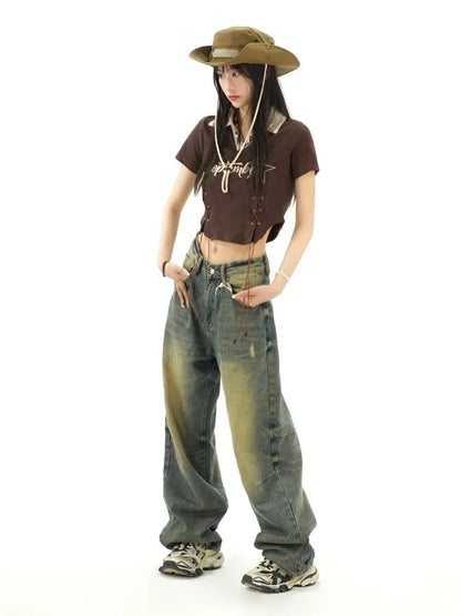 Distressed Baggy Women Y2K Grunge Vintage Oversize Wide Leg Pant