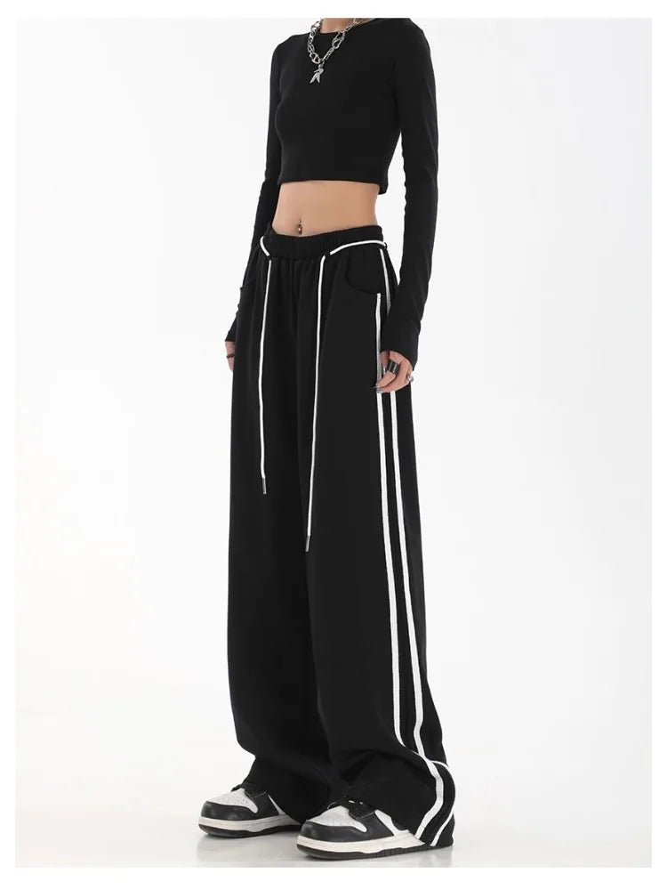 Japanese Black Sweatpants Women Cyber Punk Oversize Wide Jogger Pant