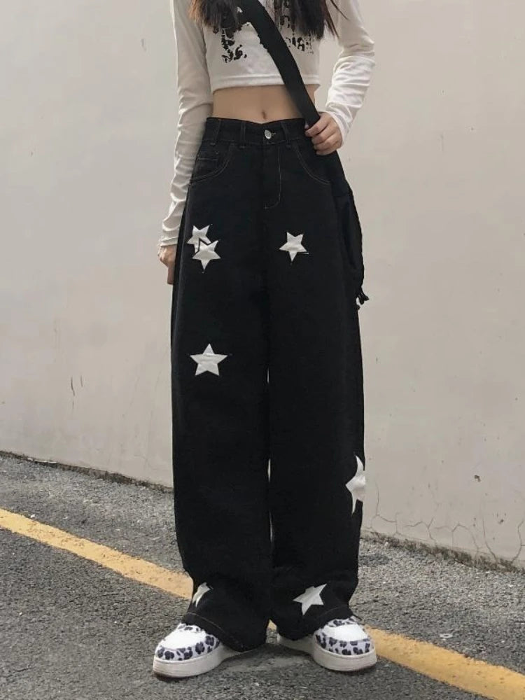 Retro Print Black Cargo Women Gothic Punk Oversize Pant Main image