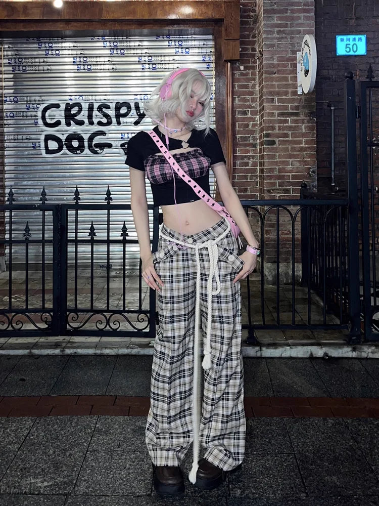 Y2K Vintage Plaid Aesthetic High Waist Checkered Korean Style Harajuku Pant Main image