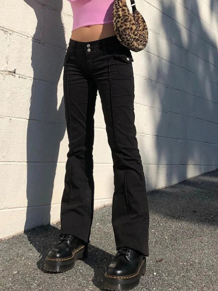 Low Rise Black Vintage 90s Women Y2K Harajuku Denim Pant Main image