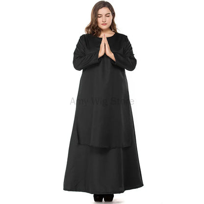 Plus Size Nun Black Robe Religious Priest Sister Cosplay Party Costume