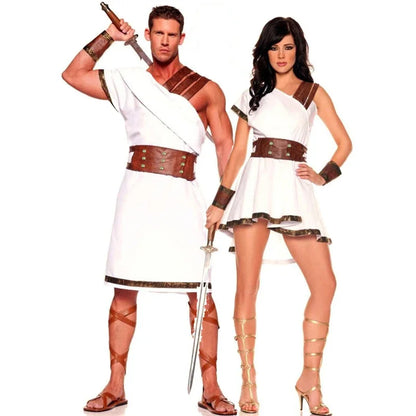 Halloween Couple Ancient Greek Roman Egyptian Warrior Gladiator Cosplay Costume