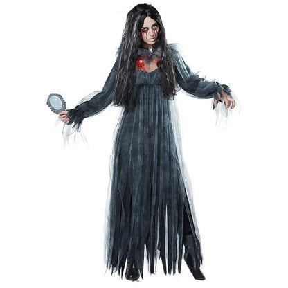 Ghost Bride Witch Vampire Uniform Black Long Day of The Dead Costume