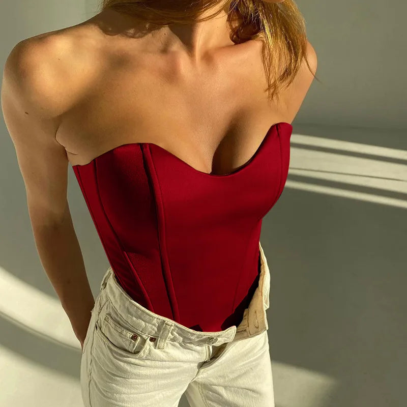 Slim Skinny Corset Cropped Strapless
