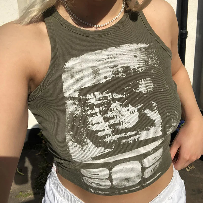 Printed Y2K Cropped Tank Cami Top Secondary image