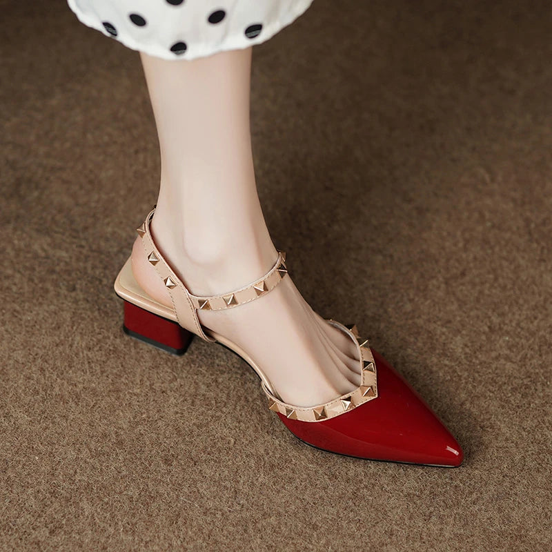 Classic Rivet Design Casual Fashion Women's Slingback Dating Shoes Low Heel Pumps Main image