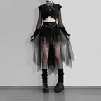 High Waisted Irregular Net Yarn Summer Gothic Casual  Clothes Skirt