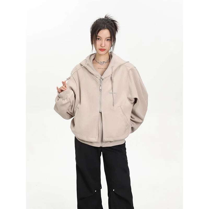Winter Loose Letter Print Warm Padded Fashion Casual Stylish Hoodie Main image