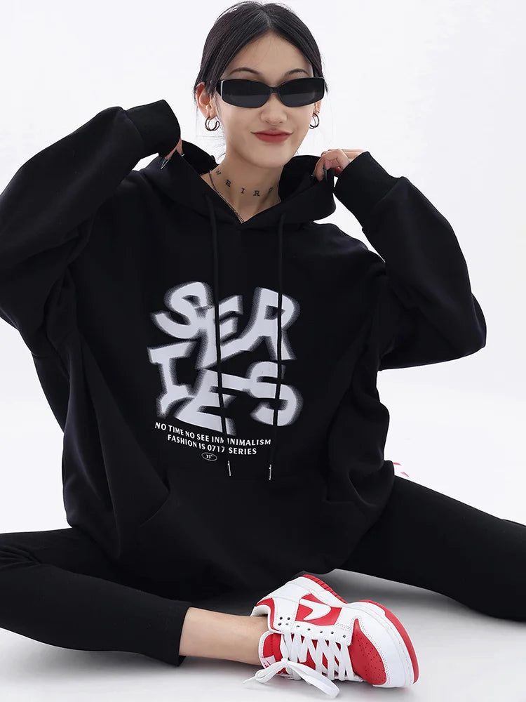 Cute Sporty Casual Fashionable Vintage Korean Style Round Pullover Hoodie Main image