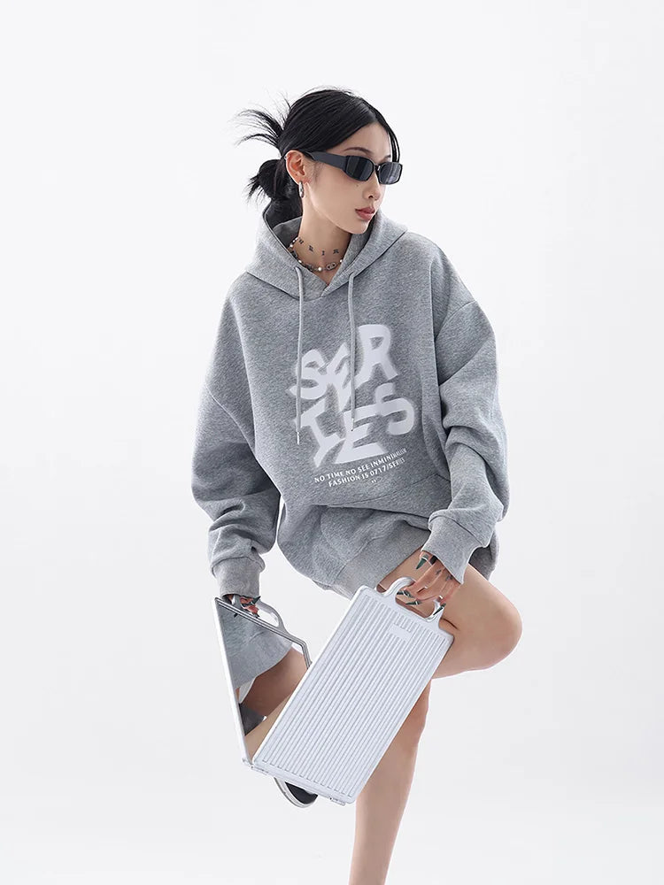 Cute Sporty Casual Fashionable Vintage Korean Style Round Pullover Hoodie