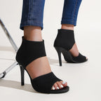 Hot Designer Knitted High Heel Open Toe  Leopard Print High Heel