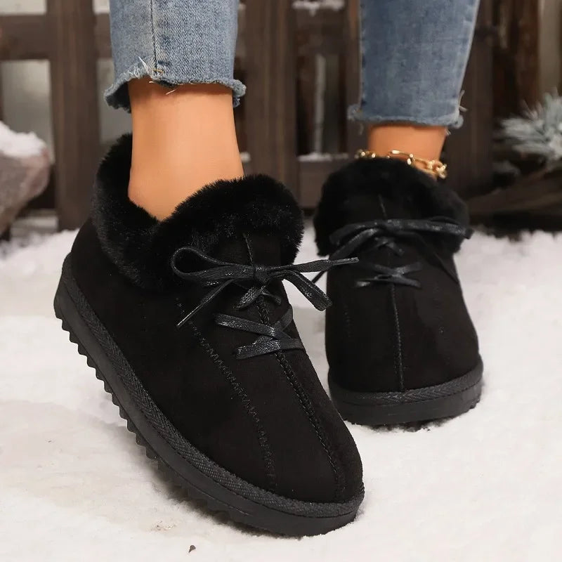 Hot Sale Shoes for Women 2024 New Plush Warm Fashionable Women's Boots Casual Lace-up Winter Cotton Shoes Zapatos De Mujer Main image