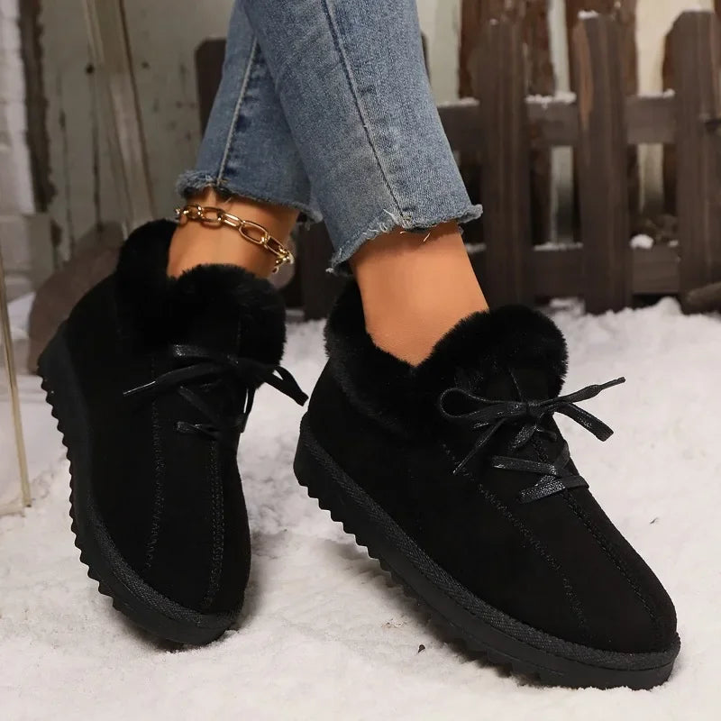 Hot Sale Shoes for Women 2024 New Plush Warm Fashionable Women's Boots Casual Lace-up Winter Cotton Shoes Zapatos De Mujer Secondary image