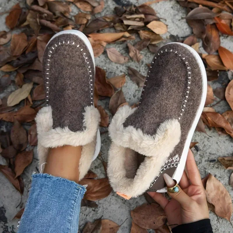 Hot Sale Women Shoes Sleeve Women's Boots Winter Round Toe Plush Fleece for Warmth Short Barrel Flat Large Size Snow Boots