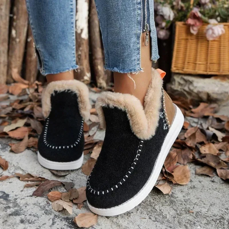 Hot Sale Women Shoes Sleeve Women's Boots Winter Round Toe Plush Fleece for Warmth Short Barrel Flat Large Size Snow Boots Main image
